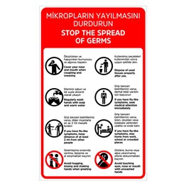 Korona ÖnlemleriKoronavirüs Uyarı Sticker, Mikropları Durdurun